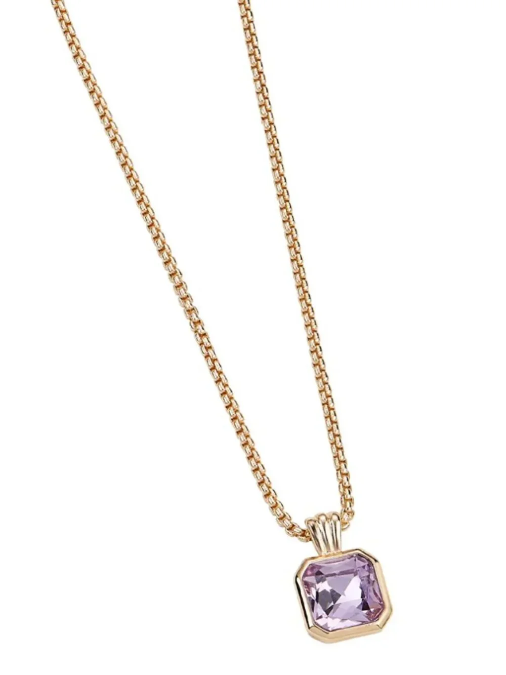Park Lane Orchid Gold Tone Necklace Purple Crystal Square Pendant NIB
